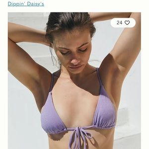 Dippin daisys cove tie front triangle bikini top in lilac